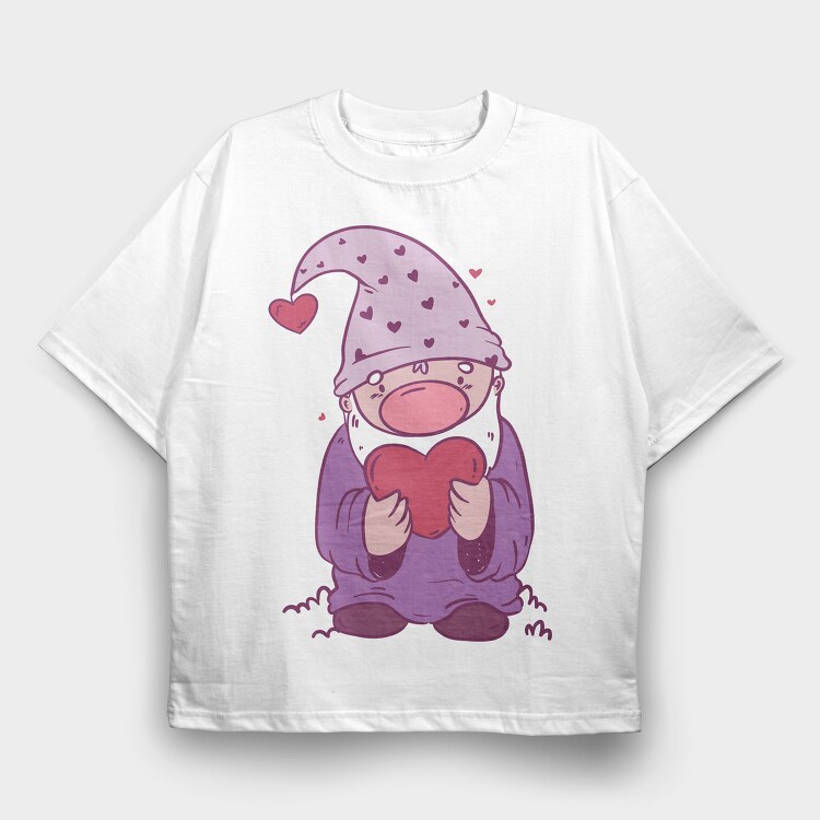 Valentines Day Gnome, Tricou Oversize Barbati (Unisex)
