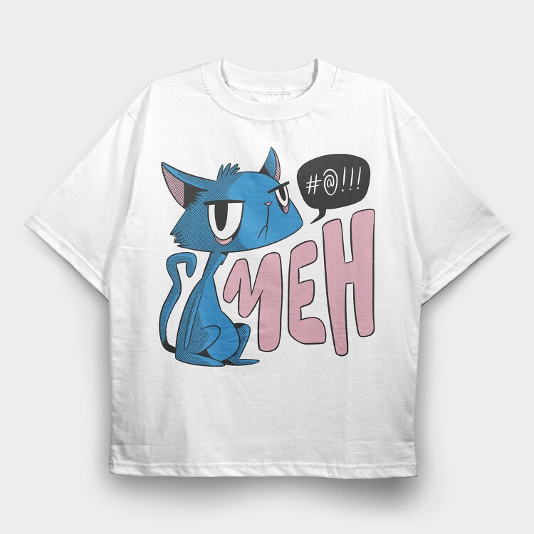 Unimpressed Cat Meh, Tricou Oversize Barbati (Unisex)