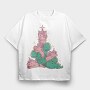 Unicorns And T Rex Christmas Tree, Tricou Oversize Barbati (Unisex)