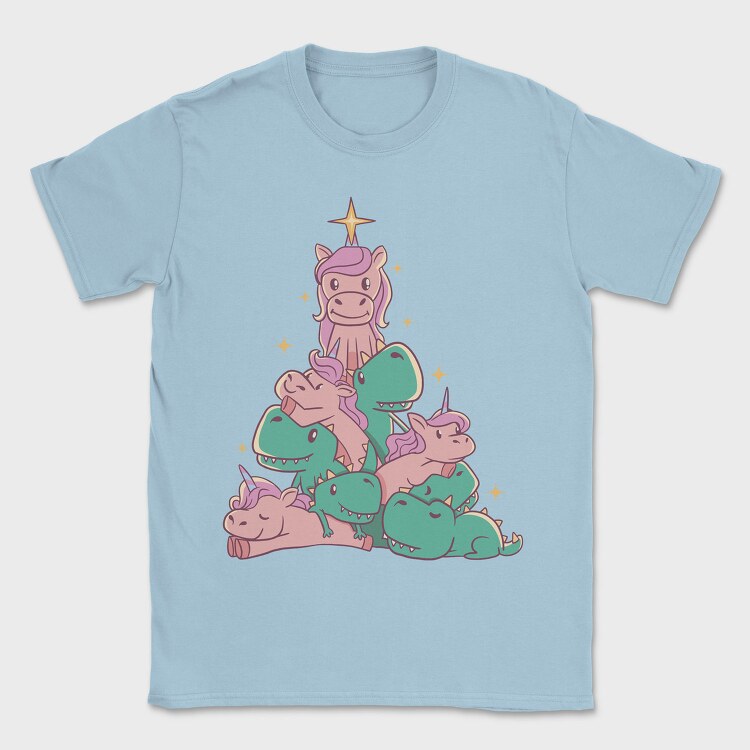 Unicorns And T Rex Christmas Tree, Tricou Barbati (Unisex)