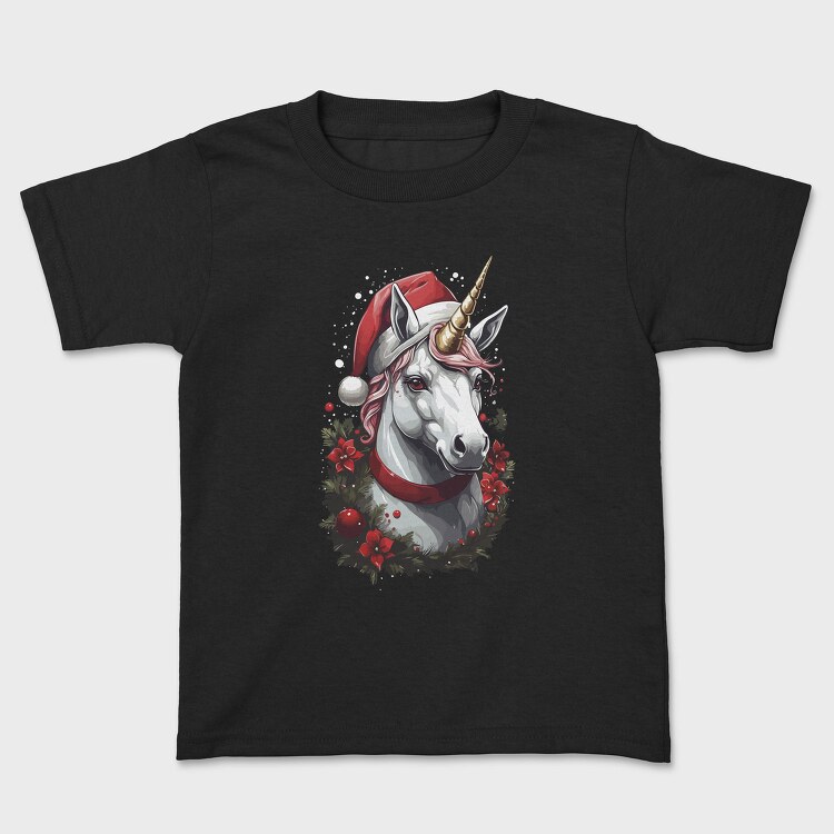 Unicorn With Christmas Hat, Tricou Copii