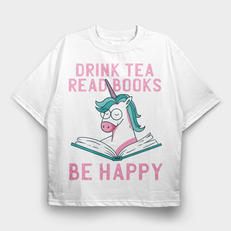 Unicorn Reading, Tricou Oversize Barbati (Unisex)