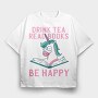 Unicorn Reading, Tricou Oversize Barbati (Unisex)