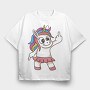 Unicorn Finger Gesture, Tricou Oversize Barbati (Unisex)