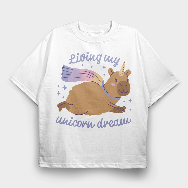Unicorn Dream Capybara, Tricou Oversize Barbati (Unisex)
