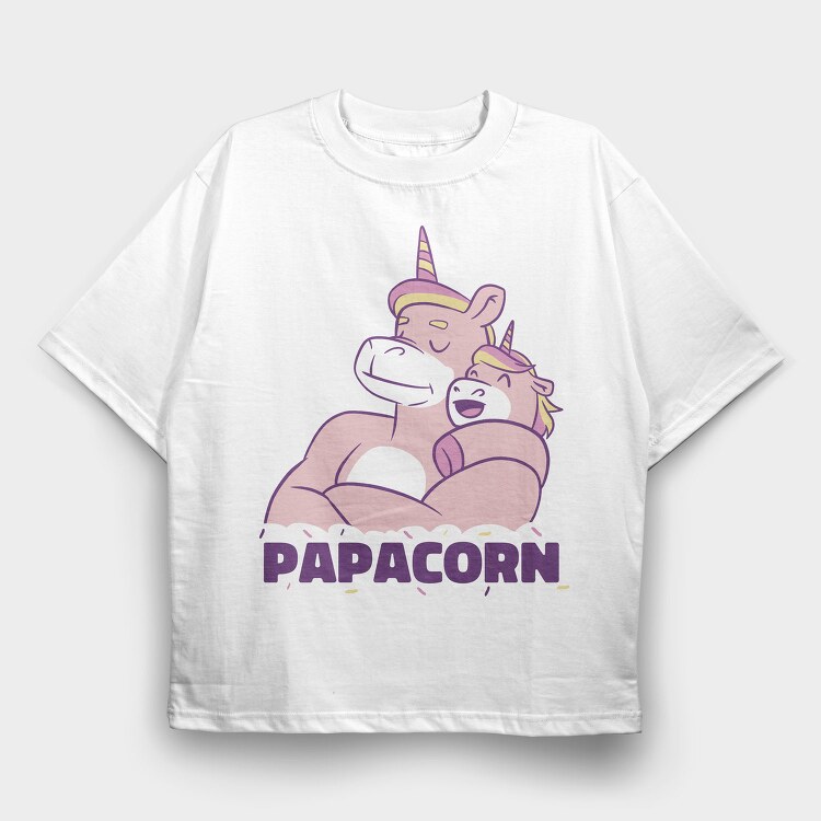 Unicorn Daddy And Baby Papacorn, Tricou Oversize Barbati (Unisex)