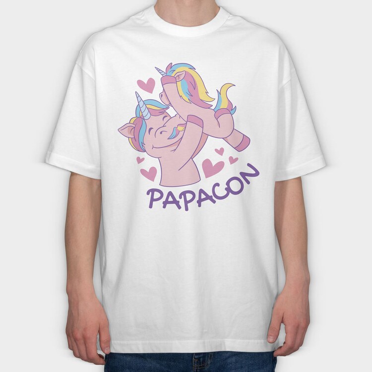 Unicorn Dad Cartoon Papacorn, Tricou Oversize Barbati (Unisex)