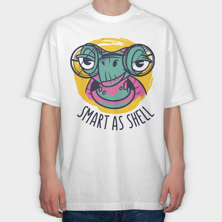 Turtle Animal With Glasses Smart Ass Hell, Tricou Oversize Barbati (Unisex)