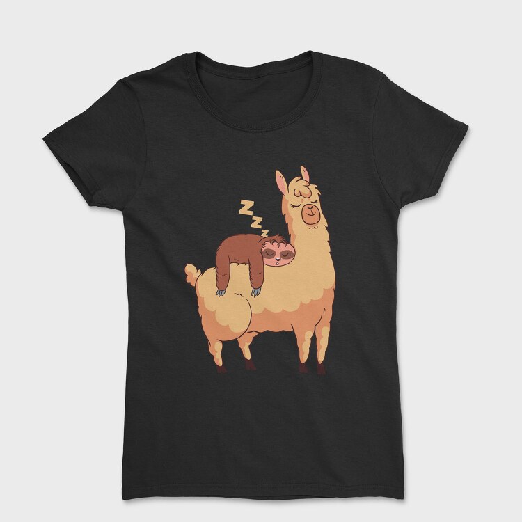 Sloth Riding Llama Sleeping, Tricou Femei