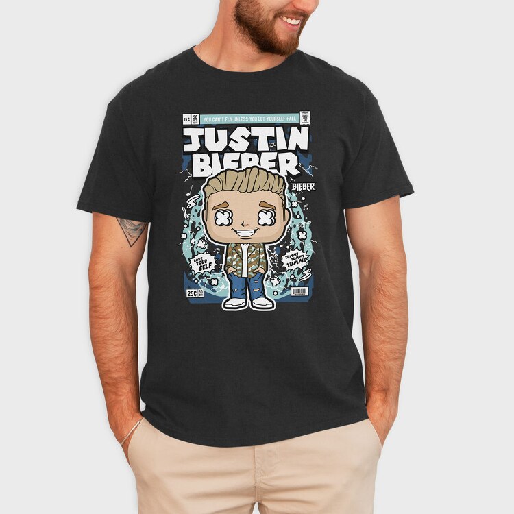 Justin Bieber Comic Pop Art, Tricou Barbati (Unisex)