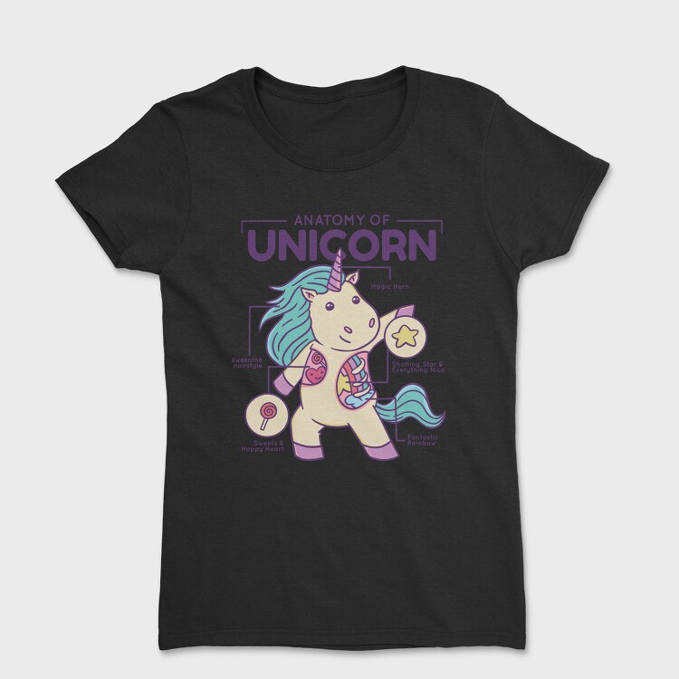Unicorn Anatomy Chart, Tricou Femei