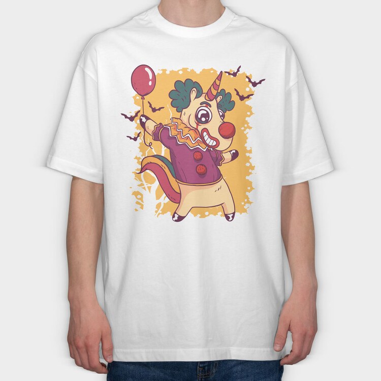 Unicorn Clown Halloween 01, Tricou Oversize Barbati (Unisex)