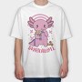 Axolotl Eating Candy Snaxalotl, Tricou Oversize Barbati (Unisex)