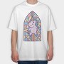 Unicorn Church Window, Tricou Oversize Barbati (Unisex)
