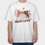 Two Kawaii Mushrooms With The Words Mush Love, Tricou Oversize Barbati (Unisex)