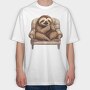Sloth On A Chair Yawn, Tricou Oversize Barbati (Unisex)