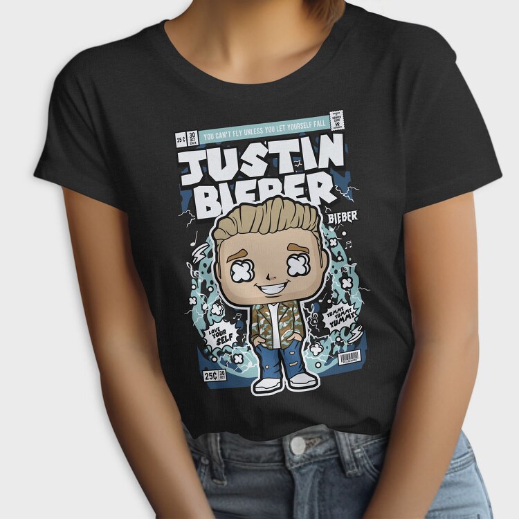 Justin Bieber Comic Pop Art, Tricou Femei