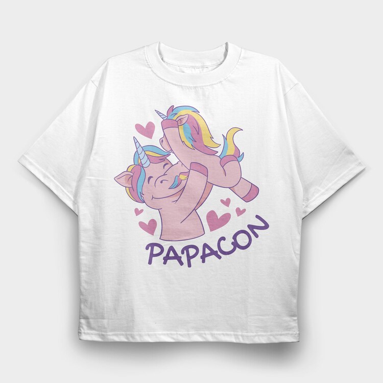 Unicorn Dad Cartoon Papacorn, Tricou Oversize Barbati (Unisex)