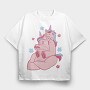 Unicorn Dad And Child Papa Unicorn, Tricou Oversize Barbati (Unisex)