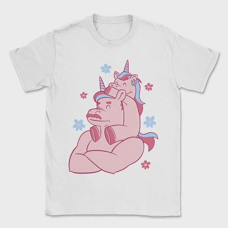 Unicorn Dad And Child Papa Unicorn, Tricou Barbati (Unisex)