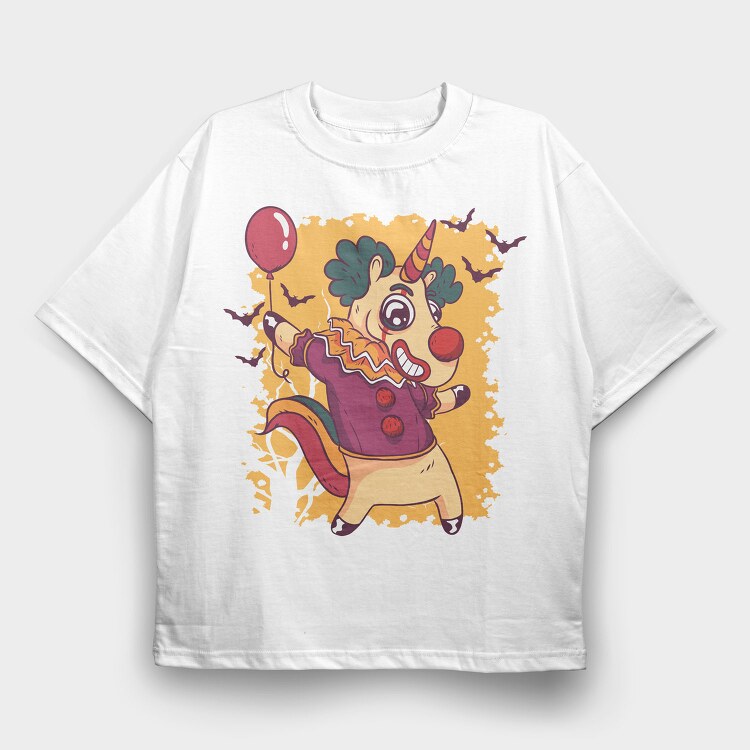 Unicorn Clown Halloween 01, Tricou Oversize Barbati (Unisex)