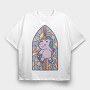 Unicorn Church Window, Tricou Oversize Barbati (Unisex)