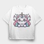 Unicorn Cat Kawaii Main Coon, Tricou Oversize Barbati (Unisex)