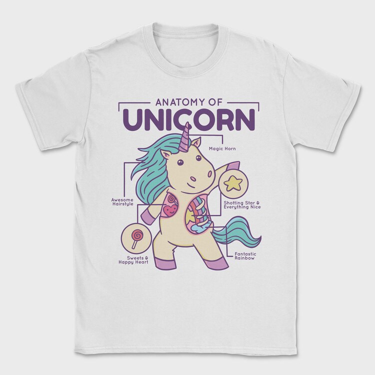 Unicorn Anatomy Chart, Tricou Barbati (Unisex)