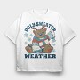Ugly Sweater Weather Christmas Bear Mug, Tricou Oversize Barbati (Unisex)