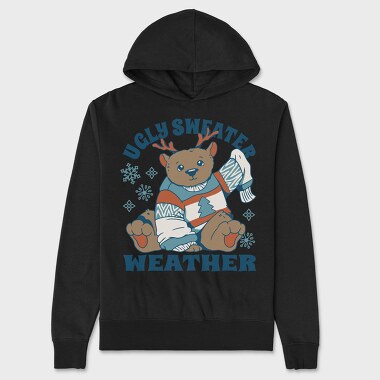 Ugly Sweater Weather Christmas Bear Mug, Hanorac Oversize Barbati (Unisex)