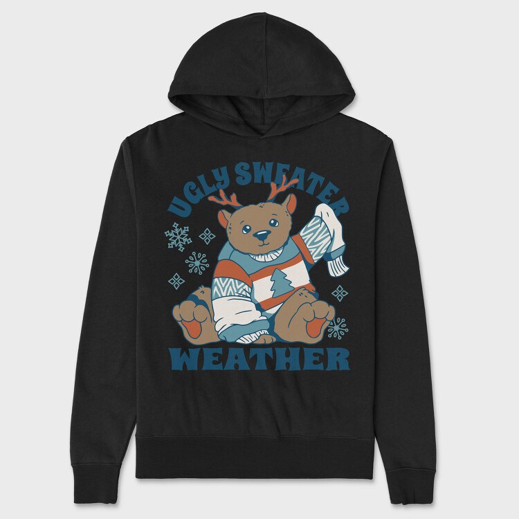 Ugly Sweater Weather Christmas Bear Mug, Hanorac Oversize Barbati (Unisex)