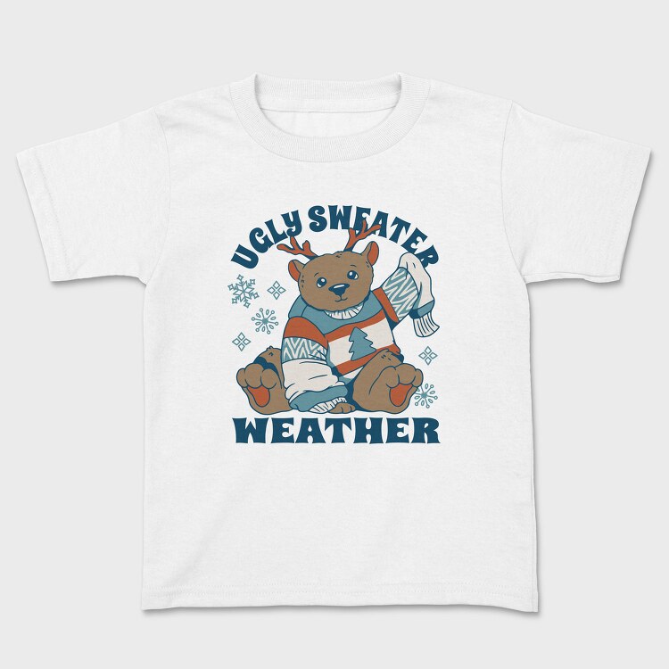 Ugly Sweater Weather Christmas Bear Mug, Tricou Copii