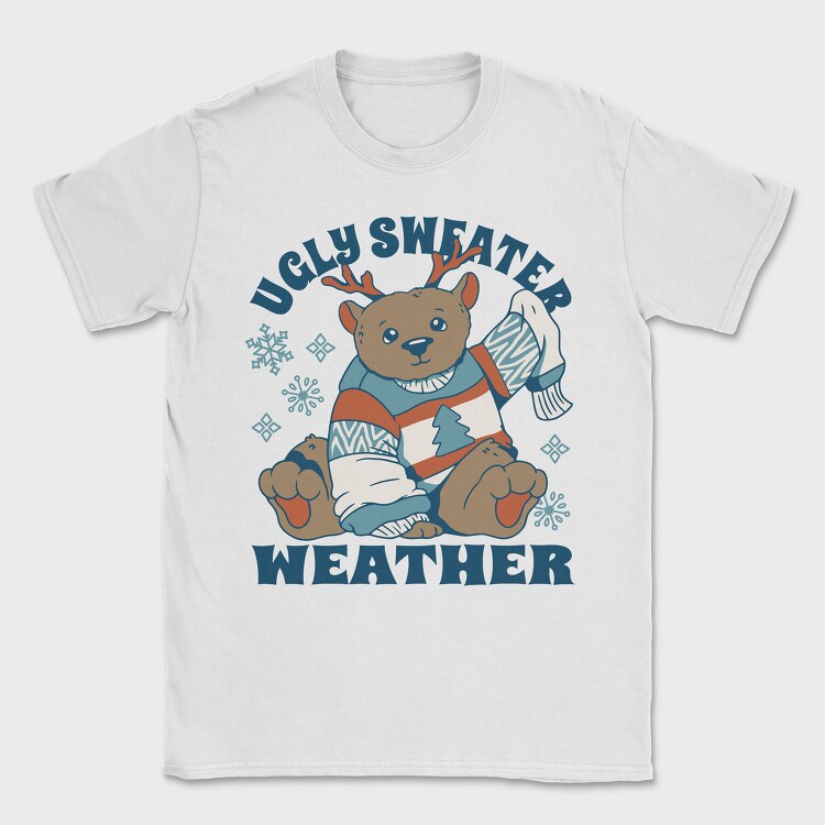 Ugly Sweater Weather Christmas Bear Mug, Tricou Barbati (Unisex)