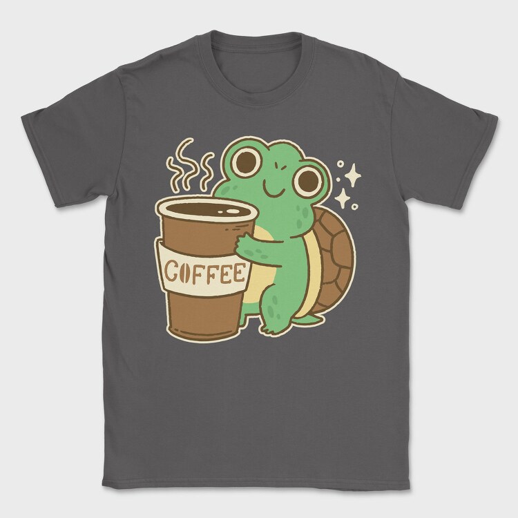 Turtle Drinking Cofffee, Tricou Barbati (Unisex)