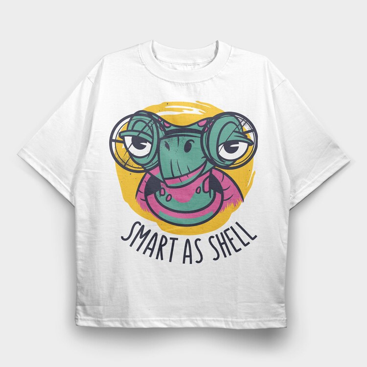 Turtle Animal With Glasses Smart Ass Hell, Tricou Oversize Barbati (Unisex)
