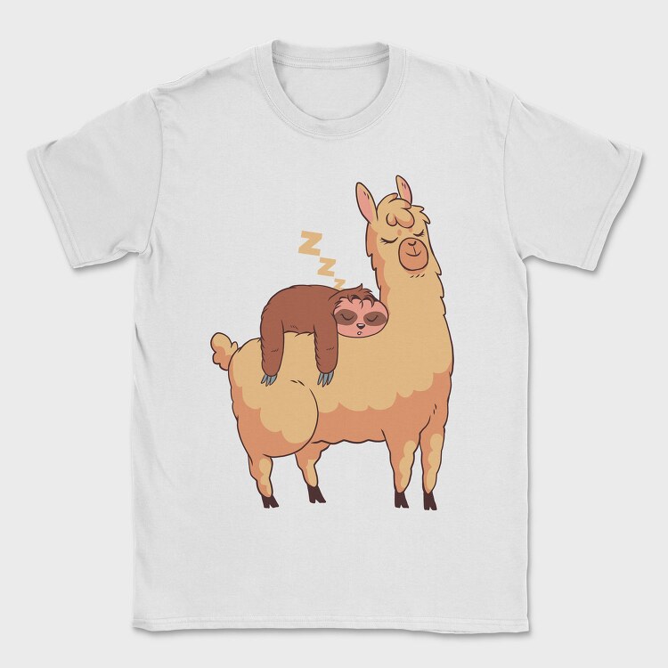 Sloth Riding Llama Sleeping, Tricou Barbati (Unisex)