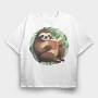 Sloth Reading Book, Tricou Oversize Barbati (Unisex)