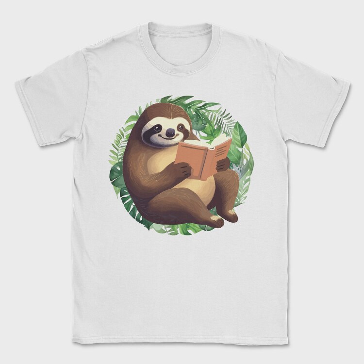 Sloth Reading Book, Tricou Barbati (Unisex)