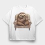 Sloth On A Chair Yawn, Tricou Oversize Barbati (Unisex)