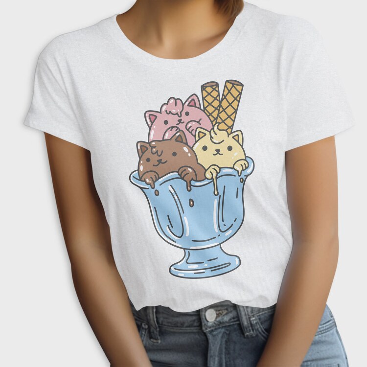 Cute Cats Ice Cream Bowl, Tricou Femei