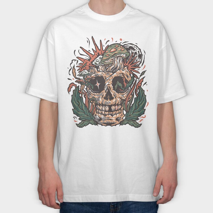 Mushroom Skull Flora, Tricou Oversize Barbati (Unisex)