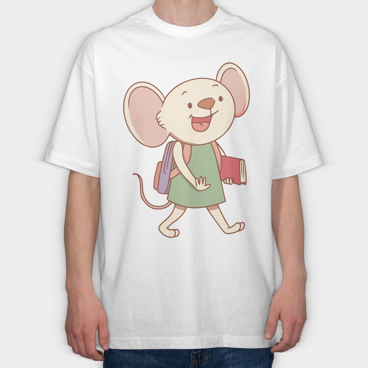 Mouse School Buddy, Tricou Oversize Barbati (Unisex)