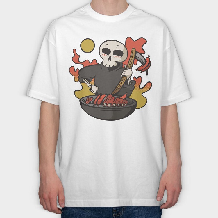 Grim Reaper Cooking Grill Grimp Bbq, Tricou Oversize Barbati (Unisex)