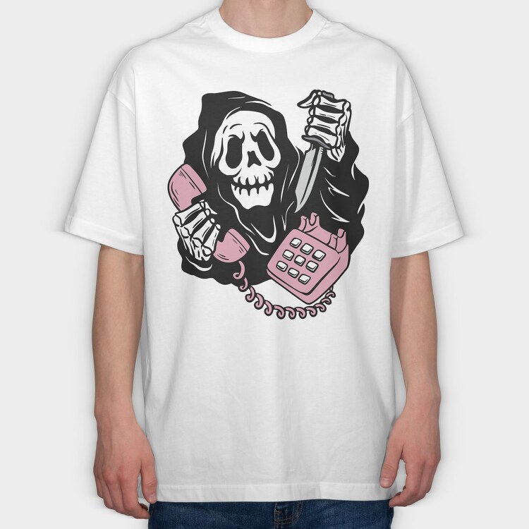 Grim Reaper Phone The, Tricou Oversize Barbati (Unisex)