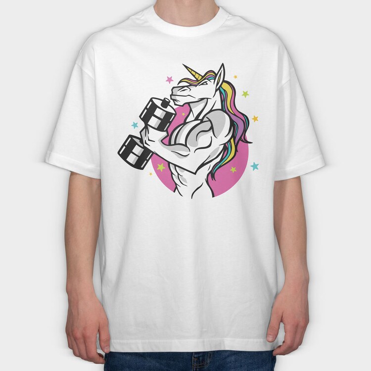 Muscular Unicorn Fit, Tricou Oversize Barbati (Unisex)