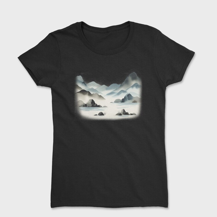 Mountain Lake Watercolor Skyland, Tricou Femei