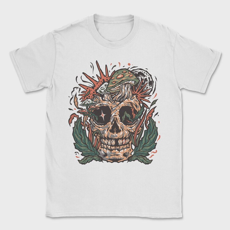 Mushroom Skull Flora, Tricou Barbati (Unisex)