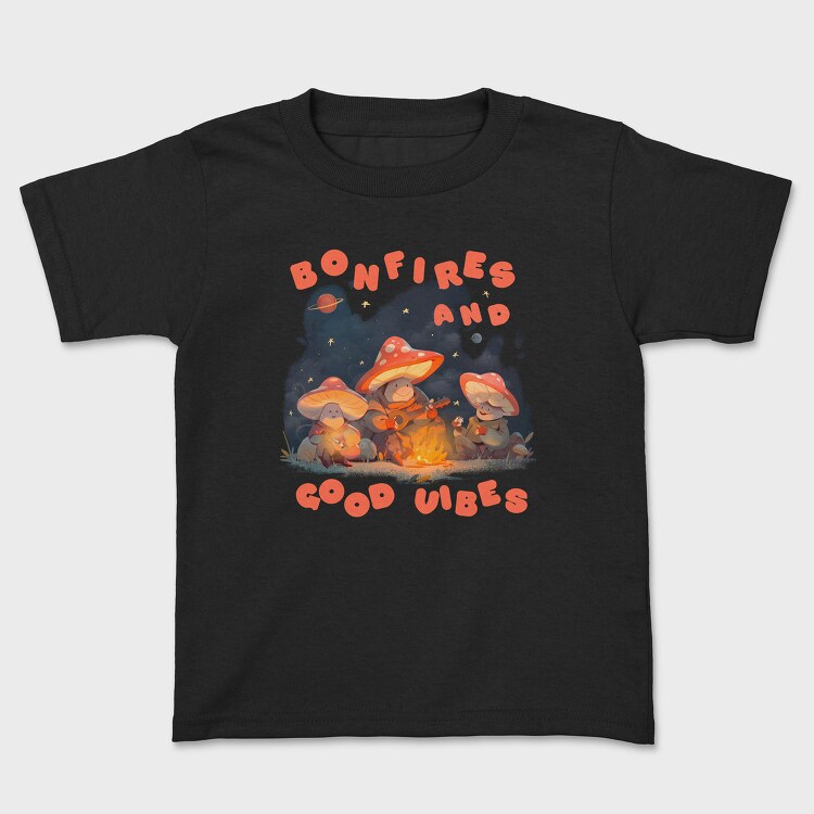 Mushroom Characters Bonfire Camping, Tricou Copii