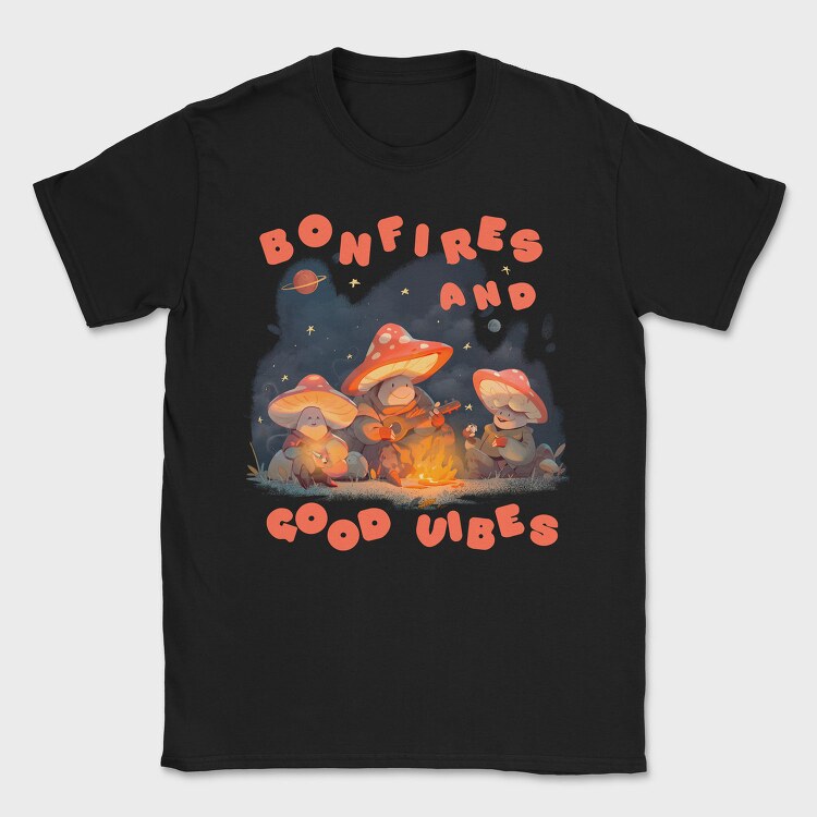 Mushroom Characters Bonfire Camping, Tricou Barbati (Unisex)