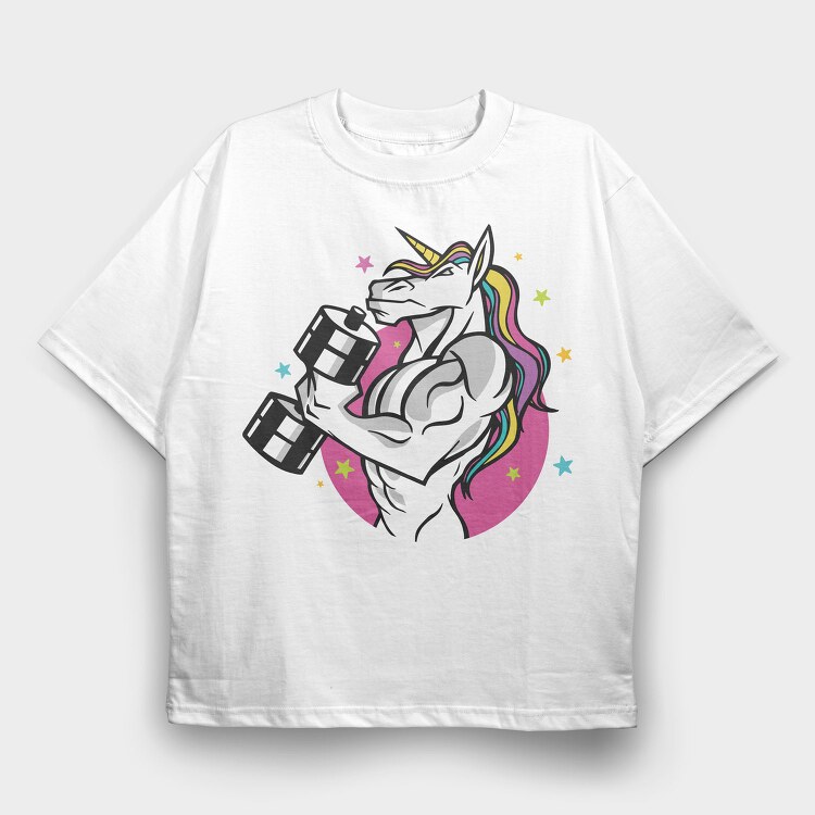 Muscular Unicorn Fit, Tricou Oversize Barbati (Unisex)